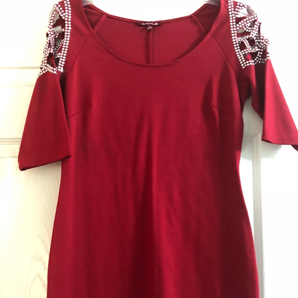 Bejeweled red dress